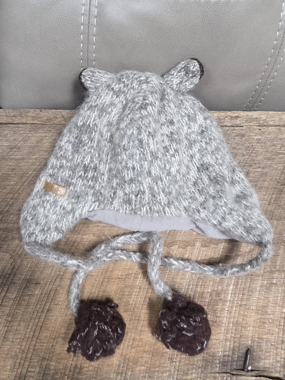 deLux Kid Raccoon Hat Knit Beanie  Fleece Lined Cap ~ Bin PP